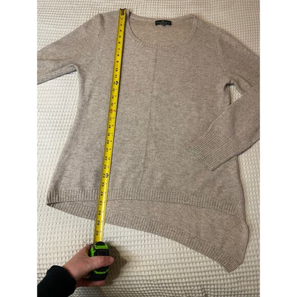 Philippe Le Bac Cashmere Gray/Tan Asymmetrical Hem Pull On Knit Sweater 3 (L) - Picture 8 of 14